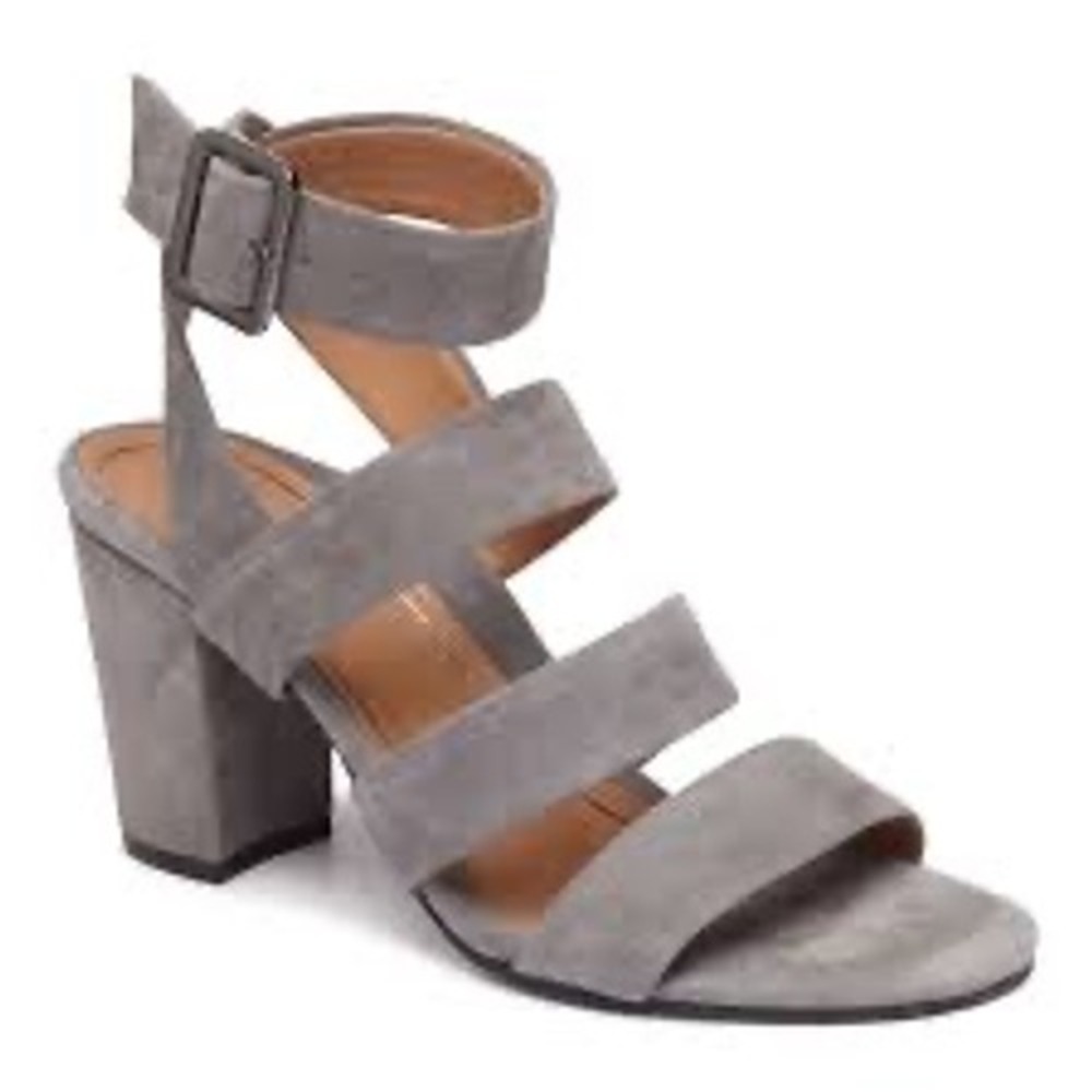 Vionic Blaire heeled Strappy sandals gray suede women's size 10 comfort shoes